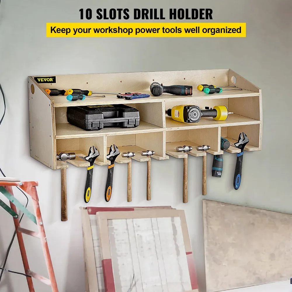 

Electric tool organizer, drilling wall tool rack, 10 slots, 2 racks, wall mounted, space release, multifunctional storage