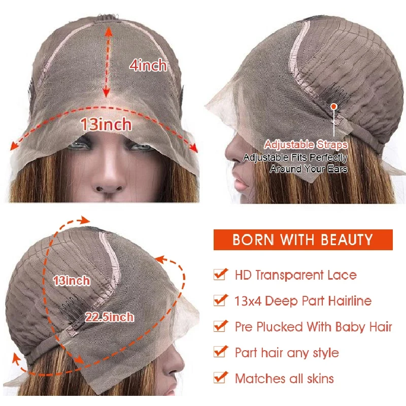 Парик с эффектом омбре 30 дюймов волнистые передние парики HD 13 х4 натуральные