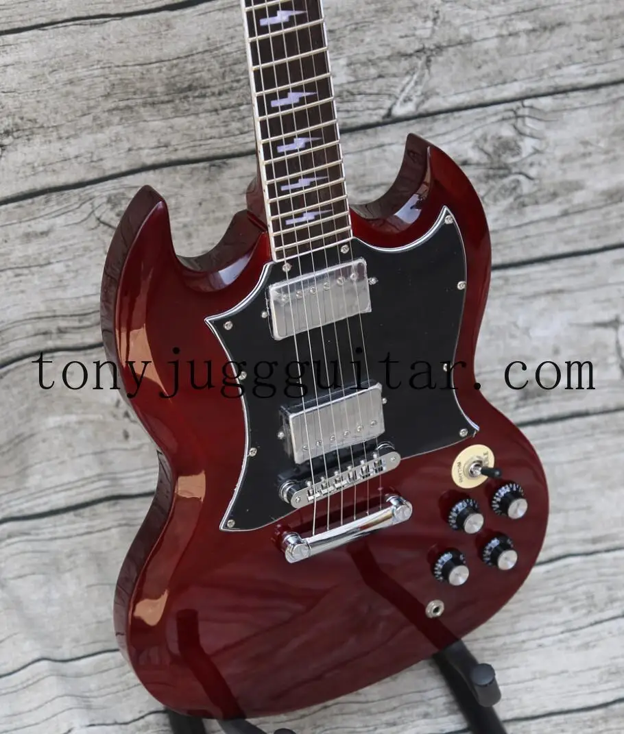 

Custom AC/DC Angus Young Signature Dark Wine Red SG Electric Guitar Little Pin ABR-1 Bridge, Cream 3 Way Switch Cover