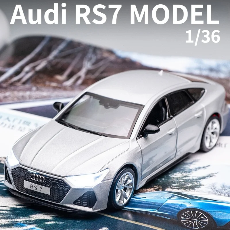 1:36 Audi RS7 coche deportivo, modelo de aleación, sonido y luz, decoración de coche extraíble, coche de juguete para niños, juguetes, vehículos F252