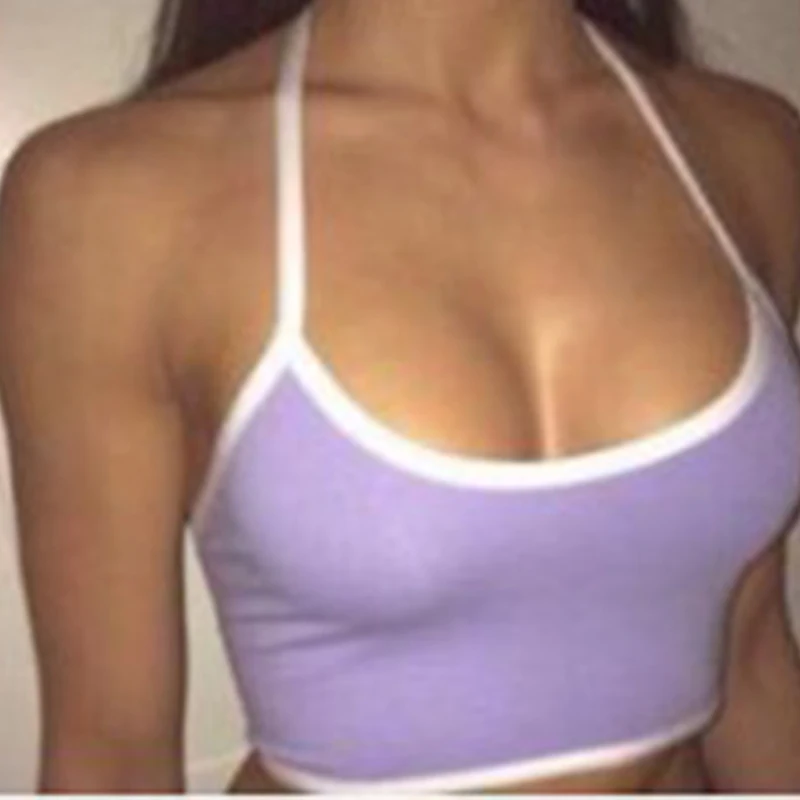 

Новинка, облегающие кроп-топы для женщин, летние майки, женский укороченный топ, майка для живота, Летняя короткая жилетка с подвесным ворот...