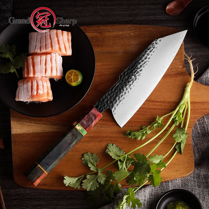 Профессиональный 7-дюймовый нож кирицукэ Grandsharp Ручная ковка нержавеющая сталь