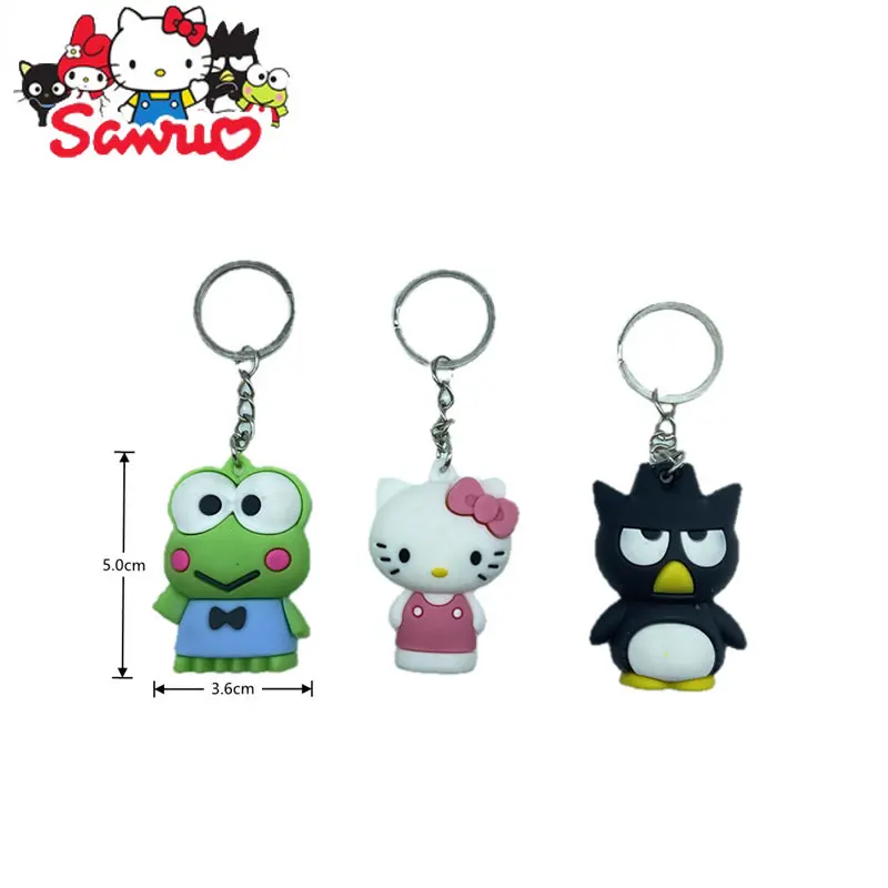 Creative Sanrio Melody Kuromi Hello Kitty Cinnamoroll Soft Rubber KT Cat Doll Keychain Car Bag Pendant Keyring Birthday Gift images - 6