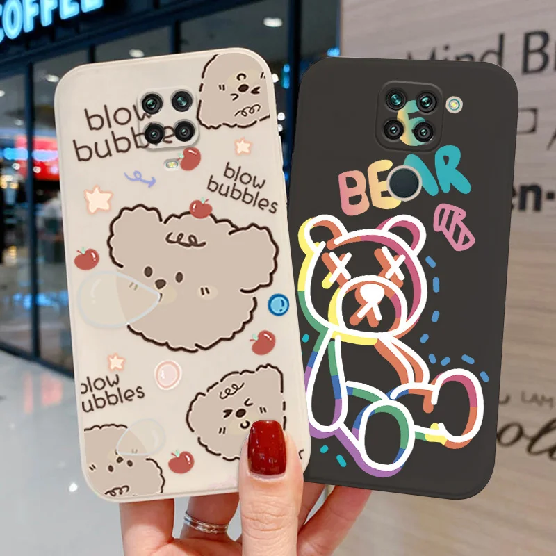 cute bear smile phone case for xiaomi redmi note 9 case for redmi 9 9t note 8 9 10 7 pro 9s 10s 11s poco x3 pro mi 11 lite cover free global shipping