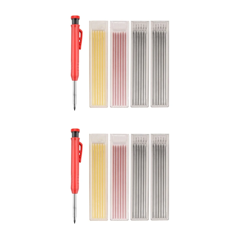 

50 Pieces Solid Carpenter Pencil with Sharpener Set Includes 2 Carpenter Pencils Marker 48 Mechanical Pencil Refill