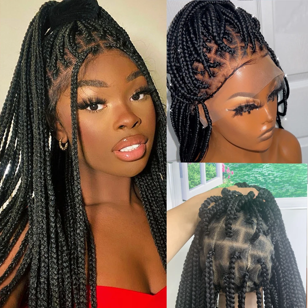 

36inch Natural Full Lace Wig Large KnotLess Box Braid for Black Women Braided Wig Full Lace Glueless Box Braids Wig Women