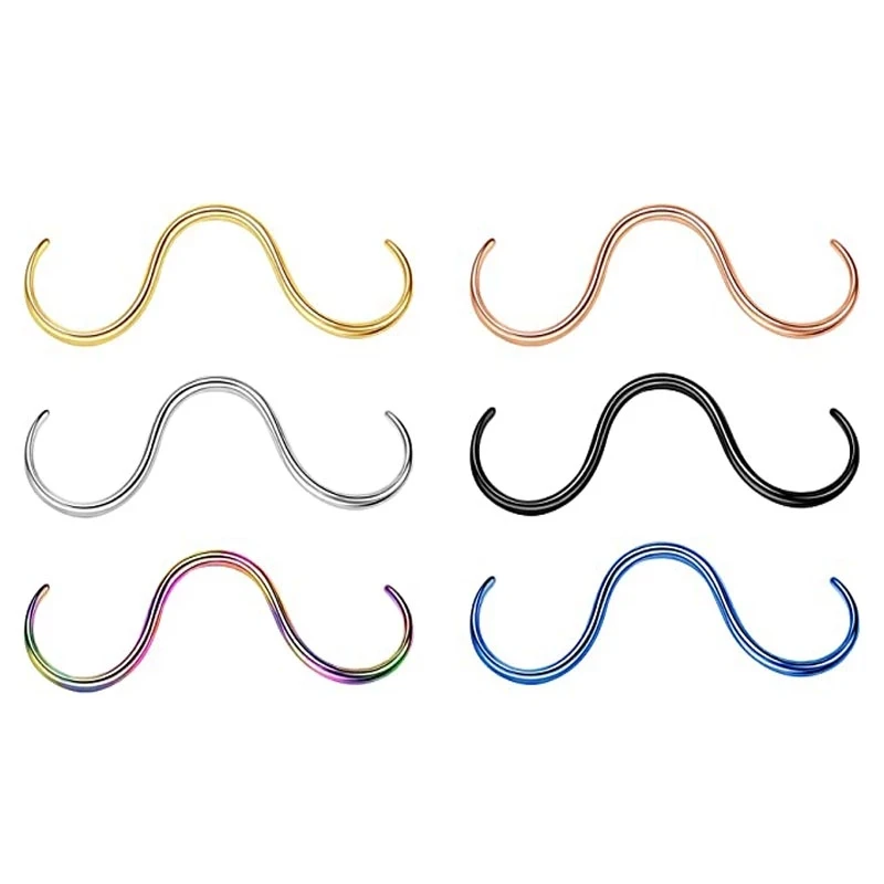 

316L Stainless Steel 14G Mustache Shape Taper Septum Piercing Hoop Nose Rings Retainer Body Jewelry