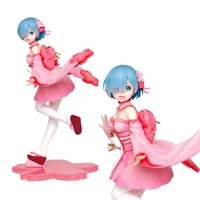 2 styles rem anime figure re zero starting life in another world blue pink sakura kimono cute model toys 23cm pvc gift doll