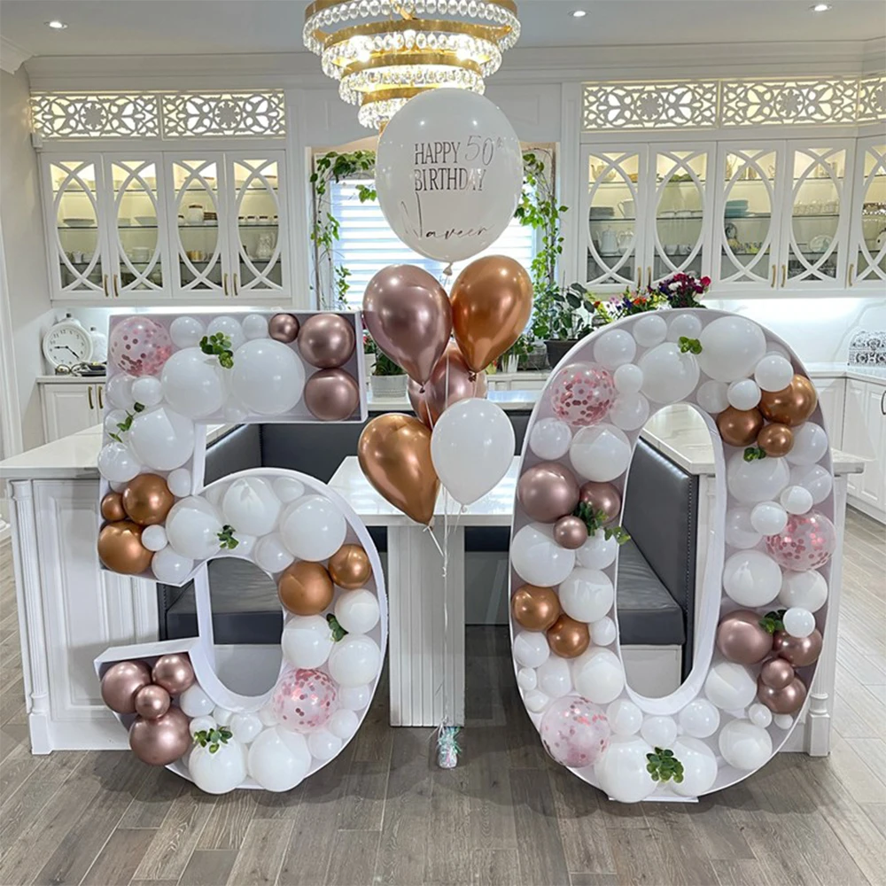 

1M Big Number Mosaic Balloon Frame DIY 0-9 Number Balloon Filling Stand Birthday Party Anniversary Wedding Backdrop Decorations