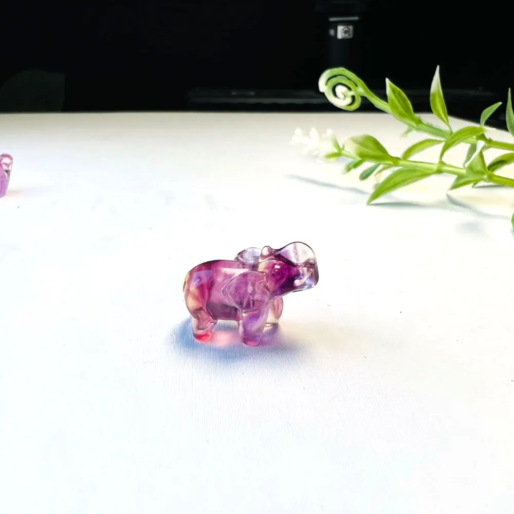 Резьба по кристаллу слона мини-резьба флюорита кристаллы и камни целебная статуя