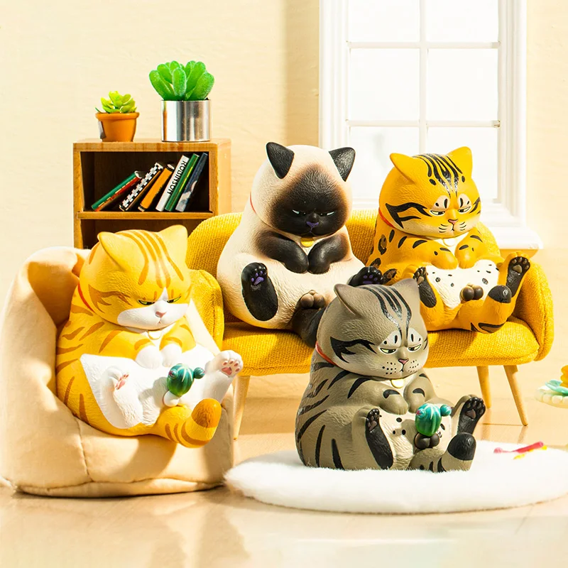 KONGZOO Cats Staring At The Crotch Series 3 Blind Box Toys Mystery Box Kawaii Meow Animal Figure Ornaments Birthday Gift