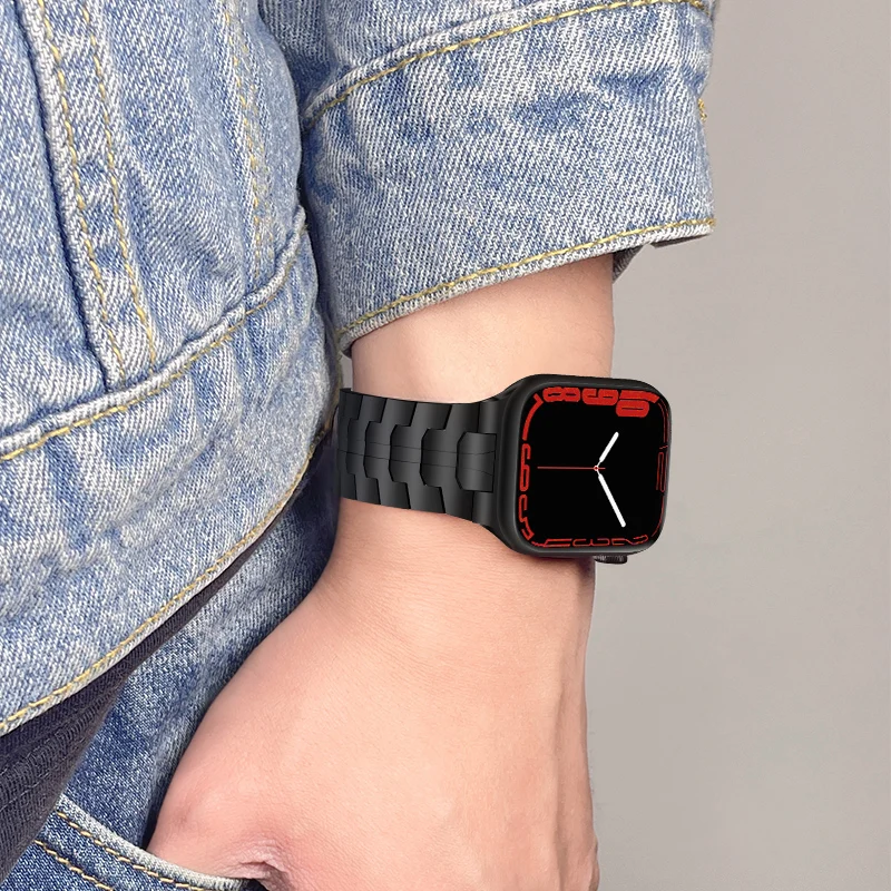 316L Stainless Steel Strap for Apple watch Ultra 49mm Fine Steel Link Bracelet Wristband For iwatch7 6 5 4 SE 45/44/ 40/42/38mm