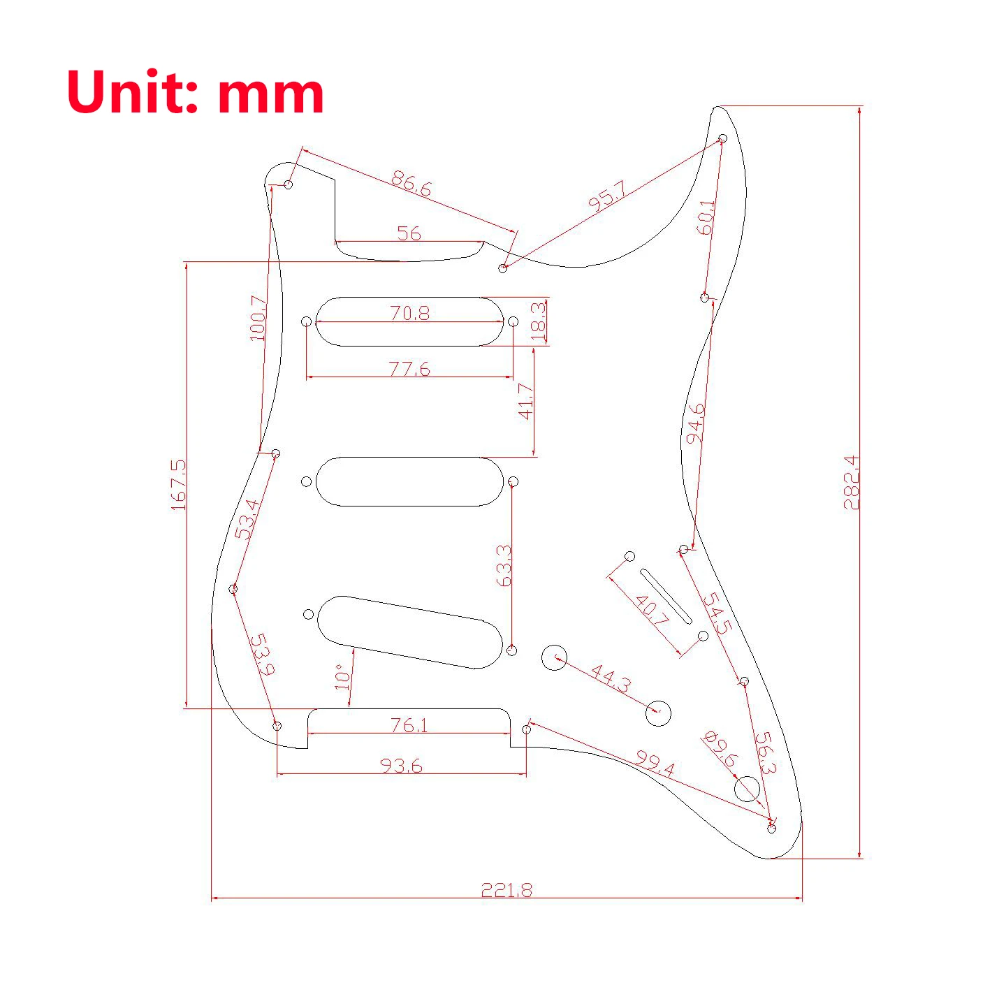 Предварительно загруженный ST Pickguard с SSS одиночной катушкой набор пикапов