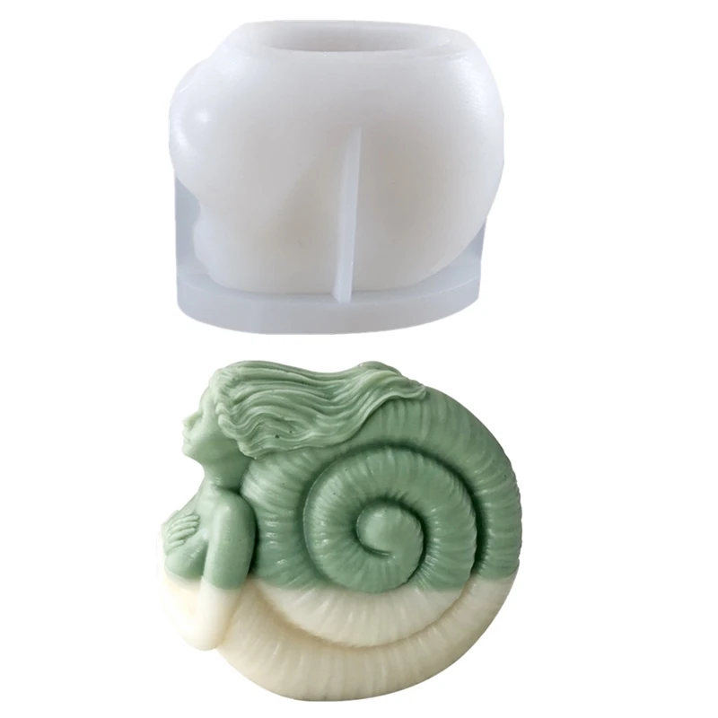 

Artist Conch Girl Wax Candle Molds Wedding Party Home Decor Plaster Ornament Silicone Clay Moulds DIY Conch Elf Silica Mold