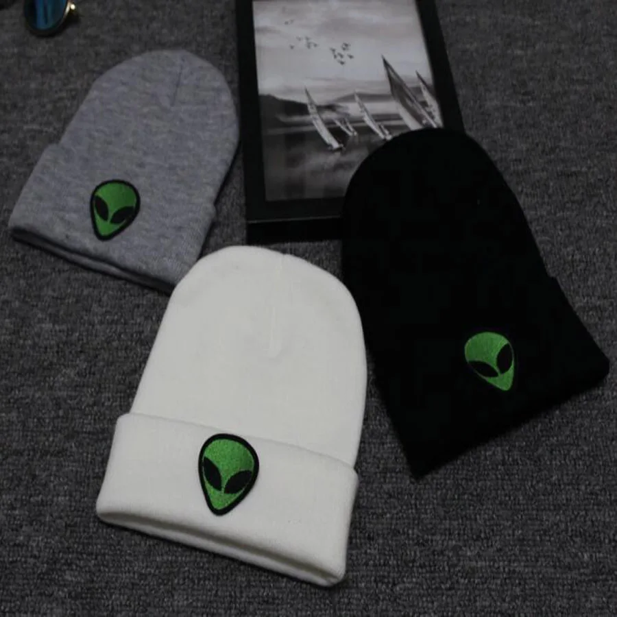 

Hot selling winter hats for women embroidery paste cloth alien knitted rabbit hair hat fashion men's and women's ski warm hat