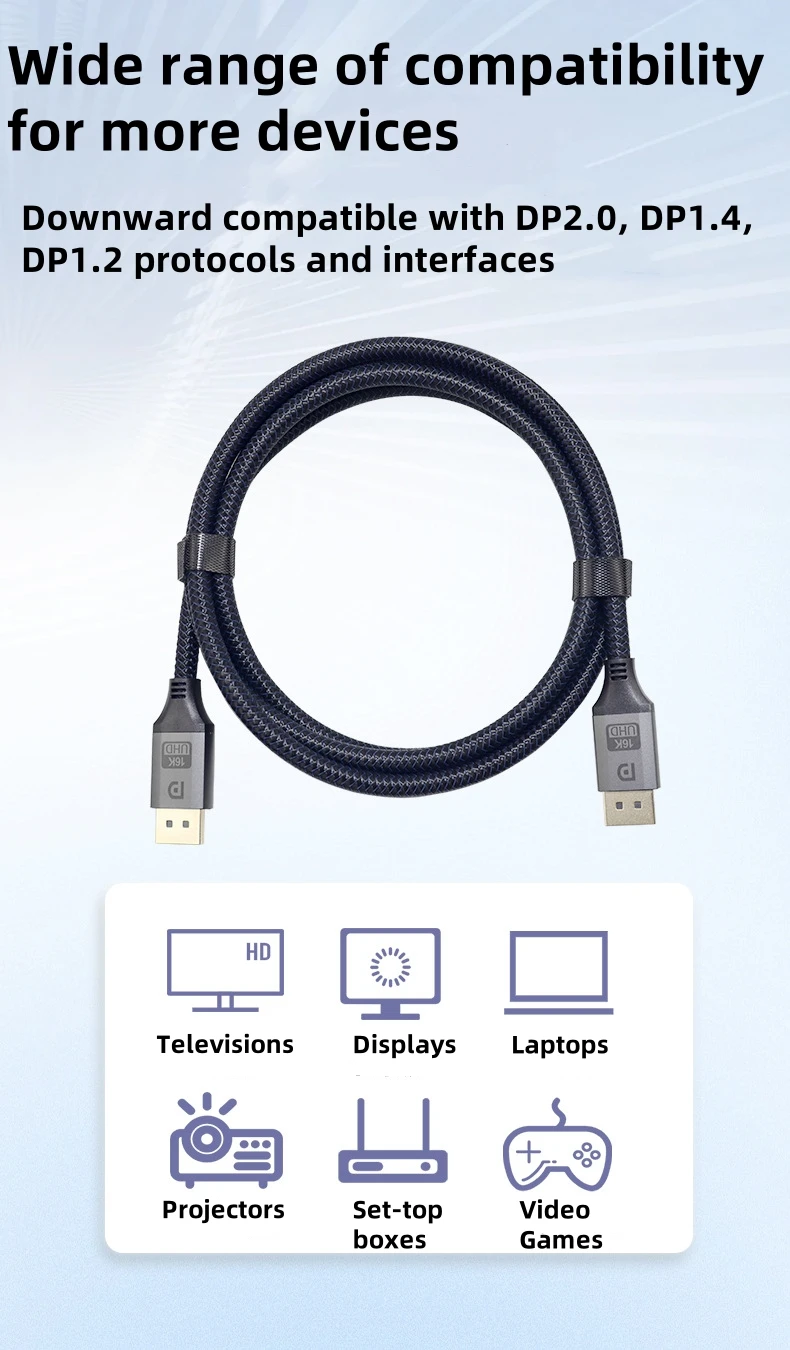 Кабель Displayport 16K видео-аудио 8K для Xiaomi TV Box ПК Ноутбук Монитор Видеоигровой кабель