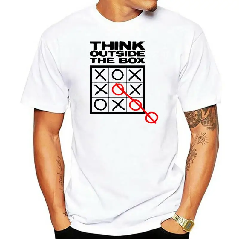 

Camiseta Think outside the box para hombre y mujer, camisa blanca y negra, Tic Tok