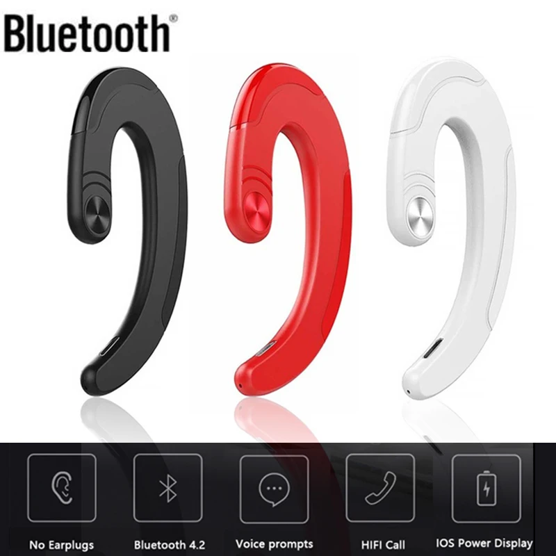 

Exquisite Headphone Bluetooth Headset Single Earphone Wireless earbuds Handsfree Bone Conduction Earphones Headphones with Mic