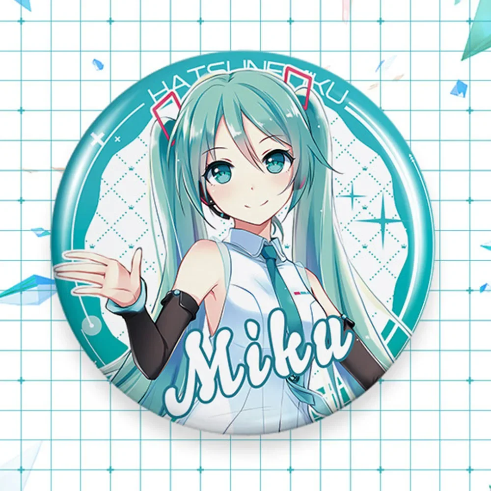 75 мм Kawaii милый Мику аниме круглые булавки мультяшные значки косплей жесть ручной