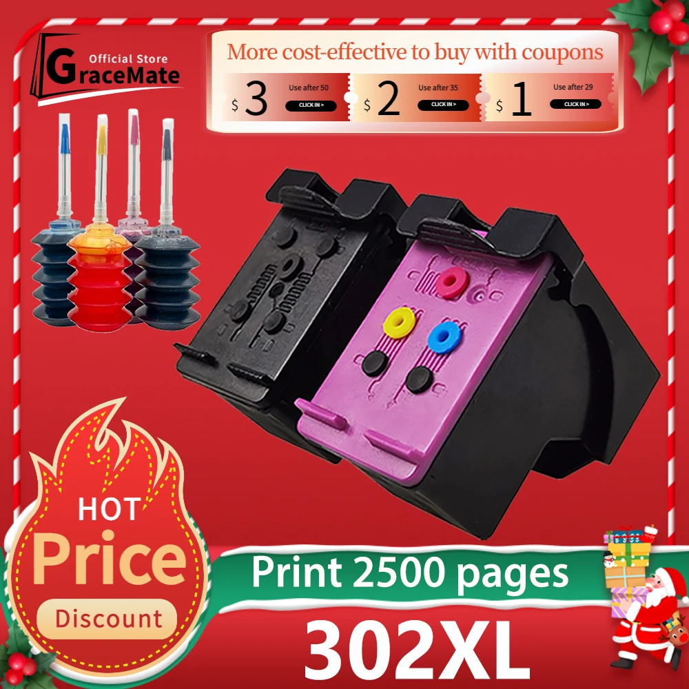 

302XL Compatible 302HP Ink Cartridge for HP 302 XL for HP Envy 4510 4516 4520 4527 4528 Officejet 3830 3834 5230 5255 5258 5264