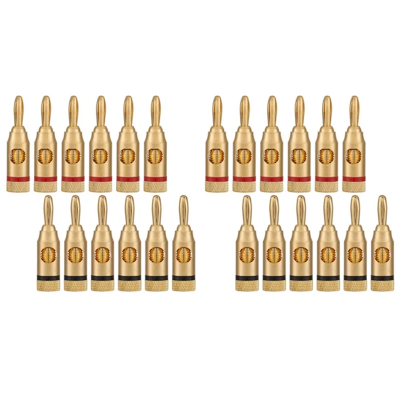 

Gold-Plated Banana Plug Or Connector (Open Screw Type) (12 Pairs (24 Plugs)) Audio Plug Speaker Wire Connector