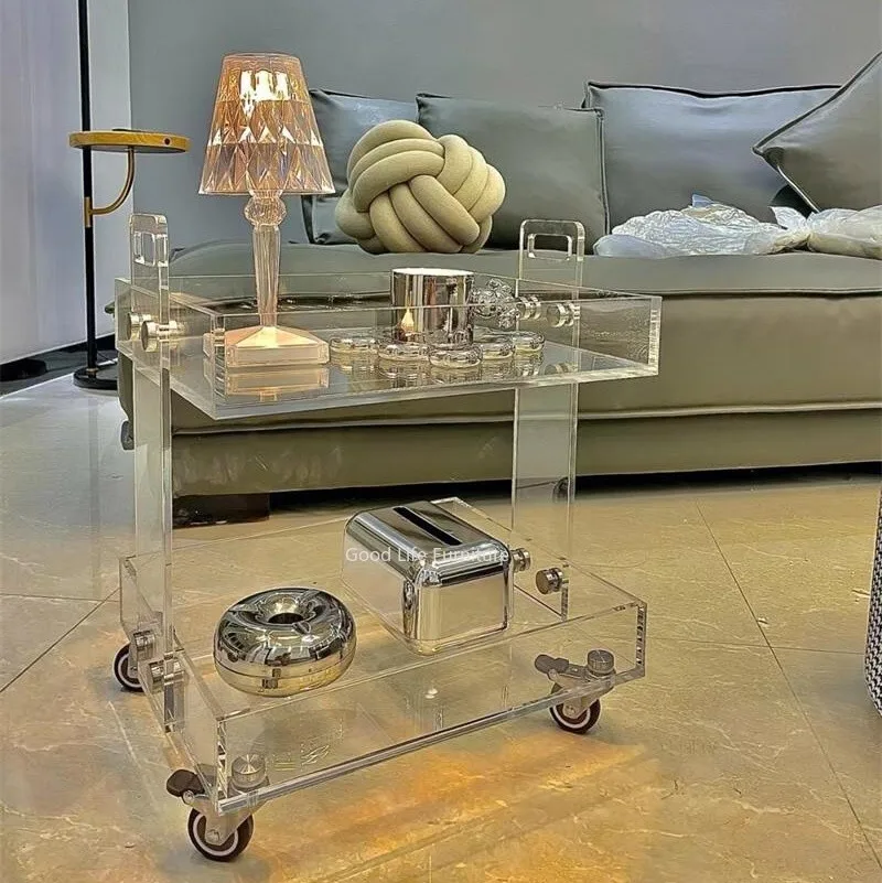 Акриловая тележка средний стеллаж для хранения с колесами можно перемещать по