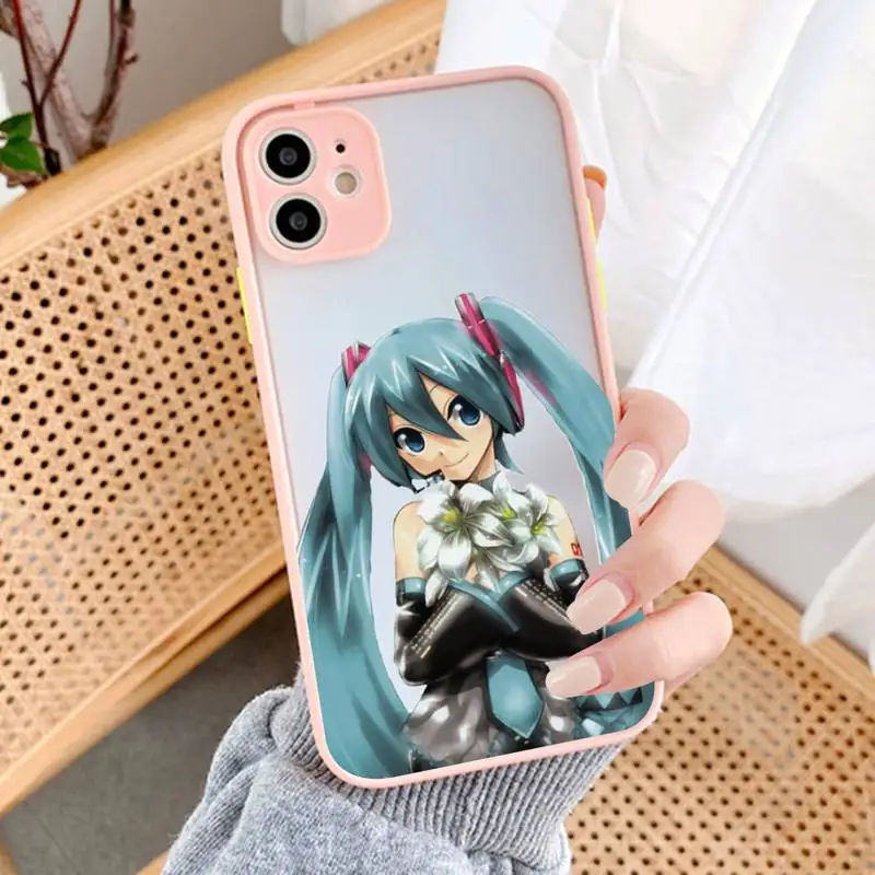 

BANDAI Hatsune Miku Phone Case for iPhone X XR XS 7 8 Plus 11 12 13 pro MAX 13mini Translucent Matte Case
