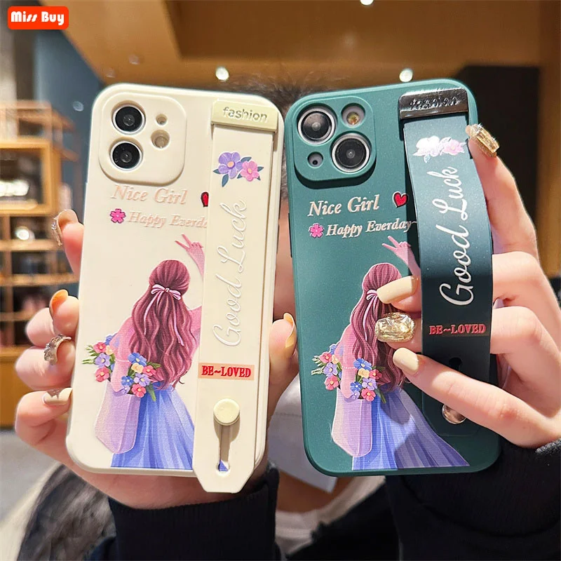 

Cartoom Back Girl Wrist Band Bracket Case for Huawei Mate 20 30 40 Pro Nova 8 Pro Honor V10 V20 V30 Pro V40 Honor 10 Lite Cover