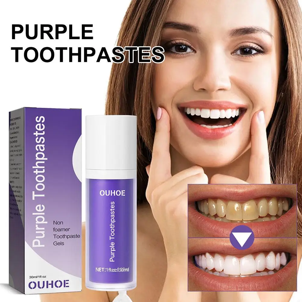 

Whitening Fresh Breath Brightening Purple Toothpaste Remove Stain Reduce Yellowing Care For Teeth Gums Oral Hot Selling V9W9