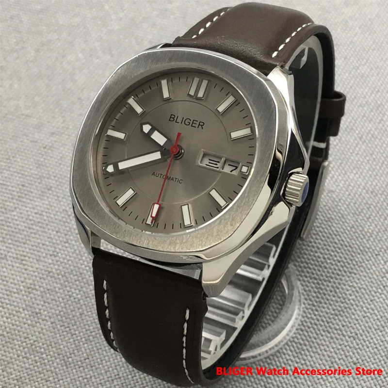 

New BLIGER Grey Dial 40mm Men's Fashion Trend Automatic Watch Sapphire Glass NH36A Movement Luminous Watch Color Dial