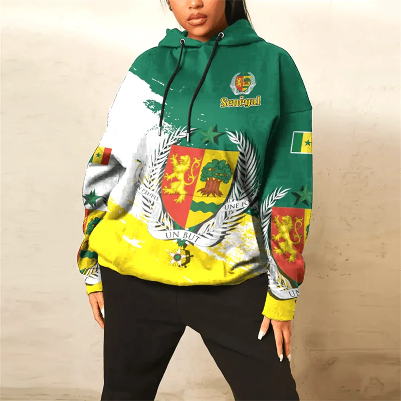 Толстовки с капюшоном национальным гербом Сенегала толстовки 3d принтом мужские