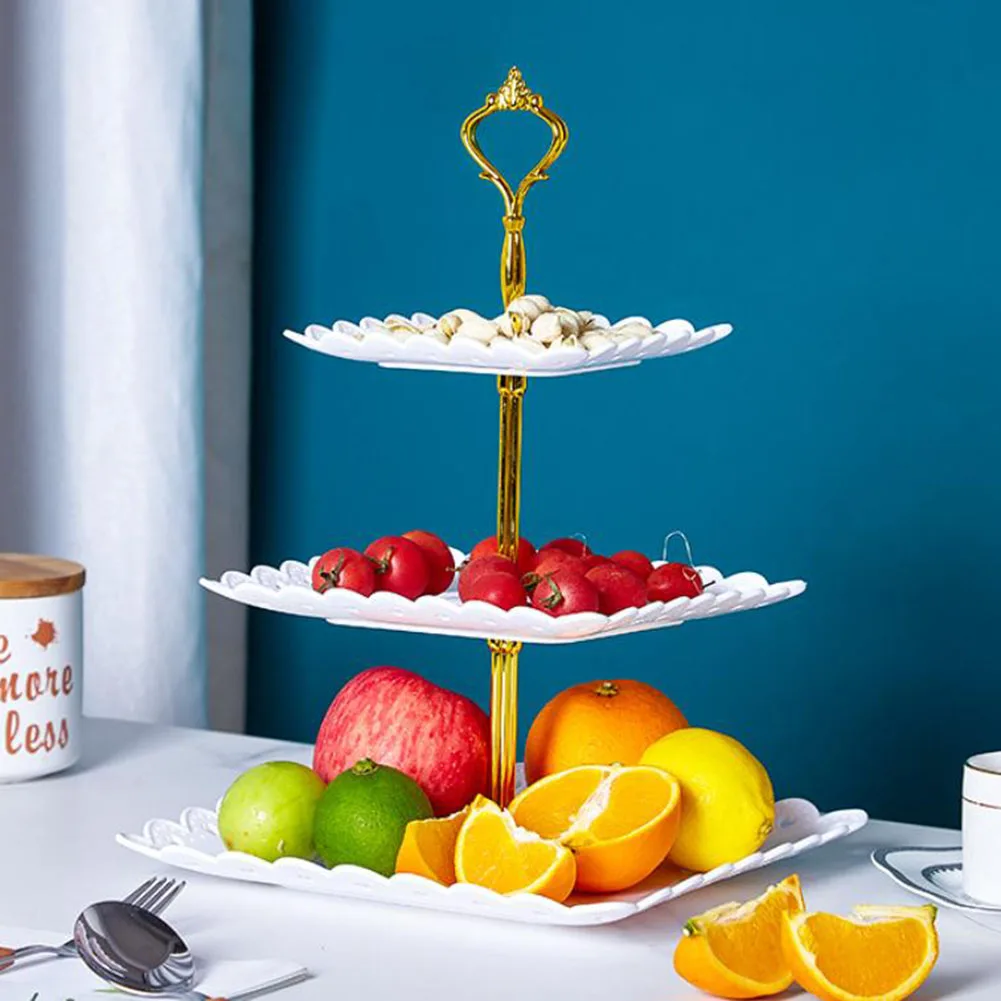 

3-Tier Cake Tray Pan Afternoon Tea Dessert Tray Party Cake Tray Decoration Dining Table Cupcakes Desserts Fruits Buffet Kitchen