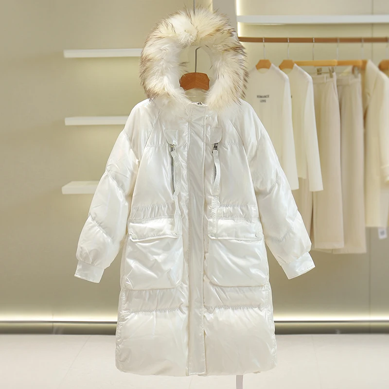 Цена на счетчик: 799 юаней [BA] Прямой теплый пуховик средней длины с воротником из