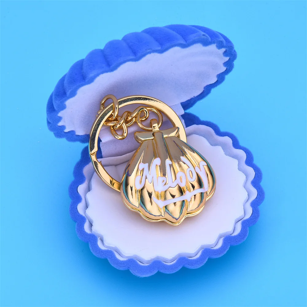 

Classic Mermaid Melody Shell Keychain Trendy Luxurious Gold Color Alloy Magnet Box for Cartoon Movie Fans Cosplay Jewelry