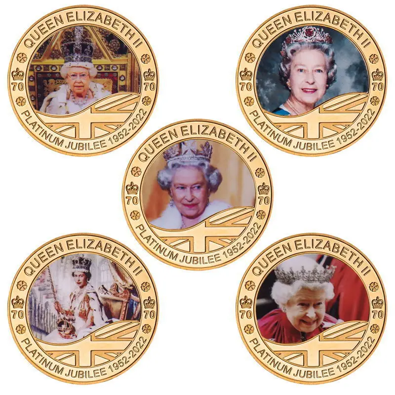 

Her Majesty The Queen Elizabeth II Gold Commemorative Coin Prince Philip Challenge Coin Collection Decorative Handicraft Gift