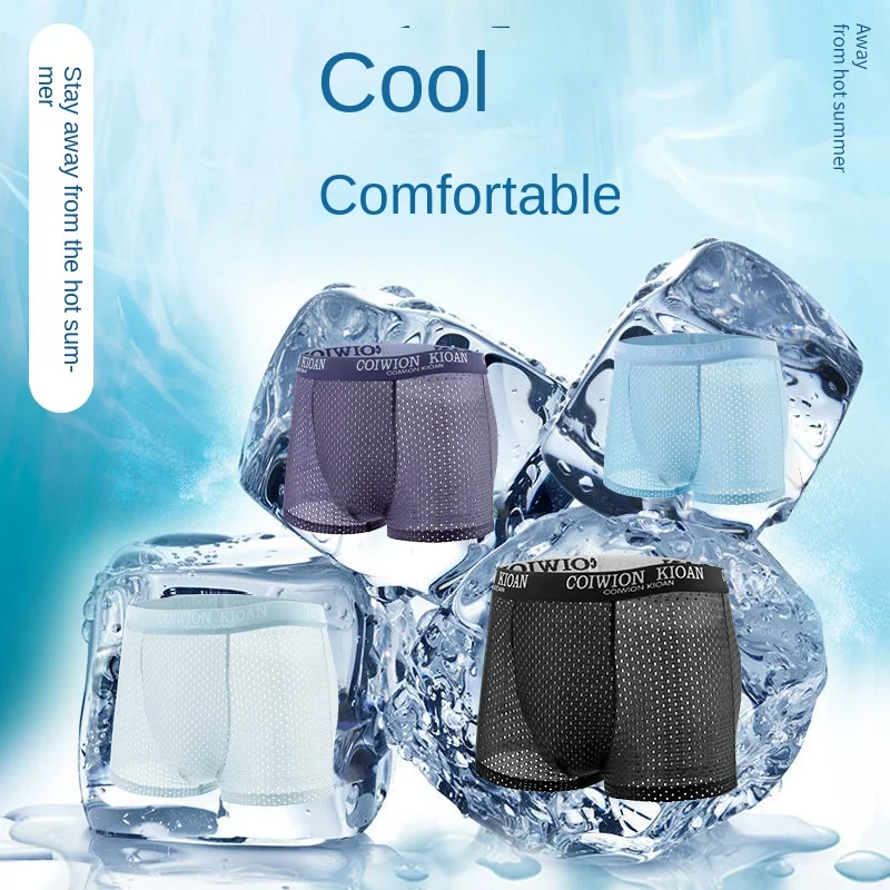 Нижнее белье мужское из вискозы, ультратонкие сетчатые дышащие трусы-боксеры, пикантные трусы, брифы, 3 шт.