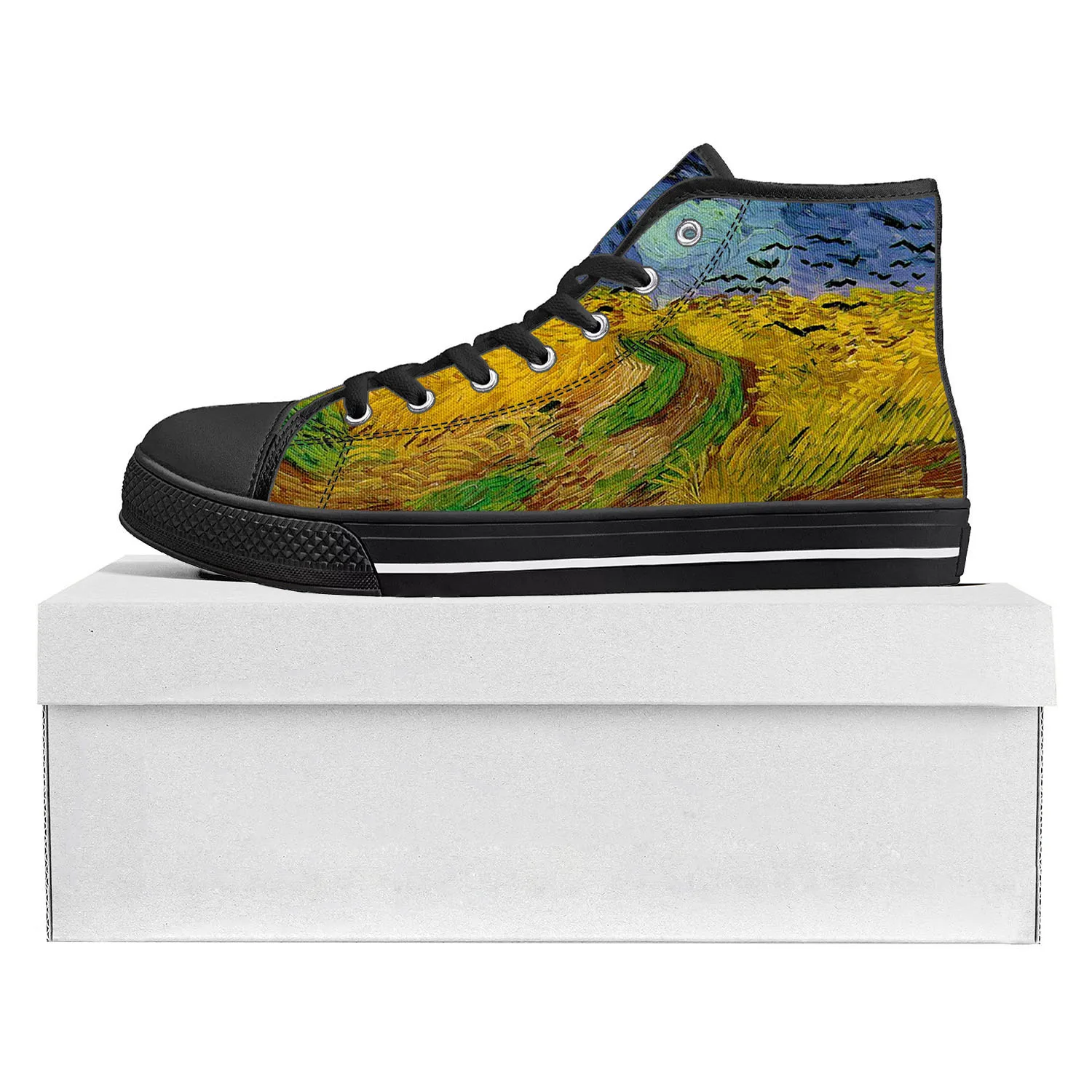 

Van Gogh Oil Painting Rye Crows High Top High Quality Sneakers Mens Womens Teenager Canvas Sneaker Couple Shoes Custom Shoe