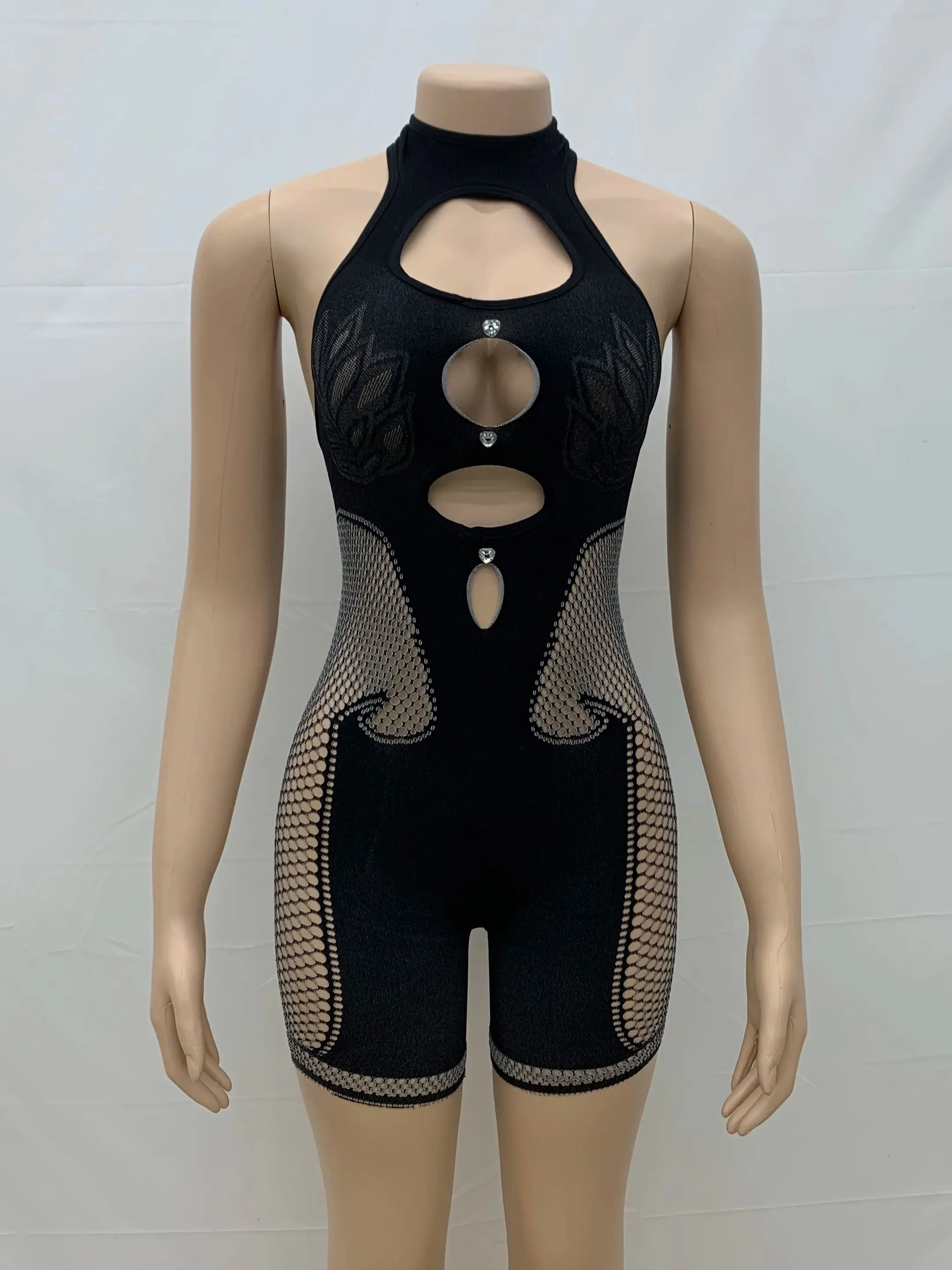 Комбинезон женский летний облегающий пикантный толстый ромпер