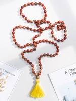 oaiite 108 beads mala necklace for women natural stones quality red jasper prayer japmala meditation yoga spirit fashion jewelry