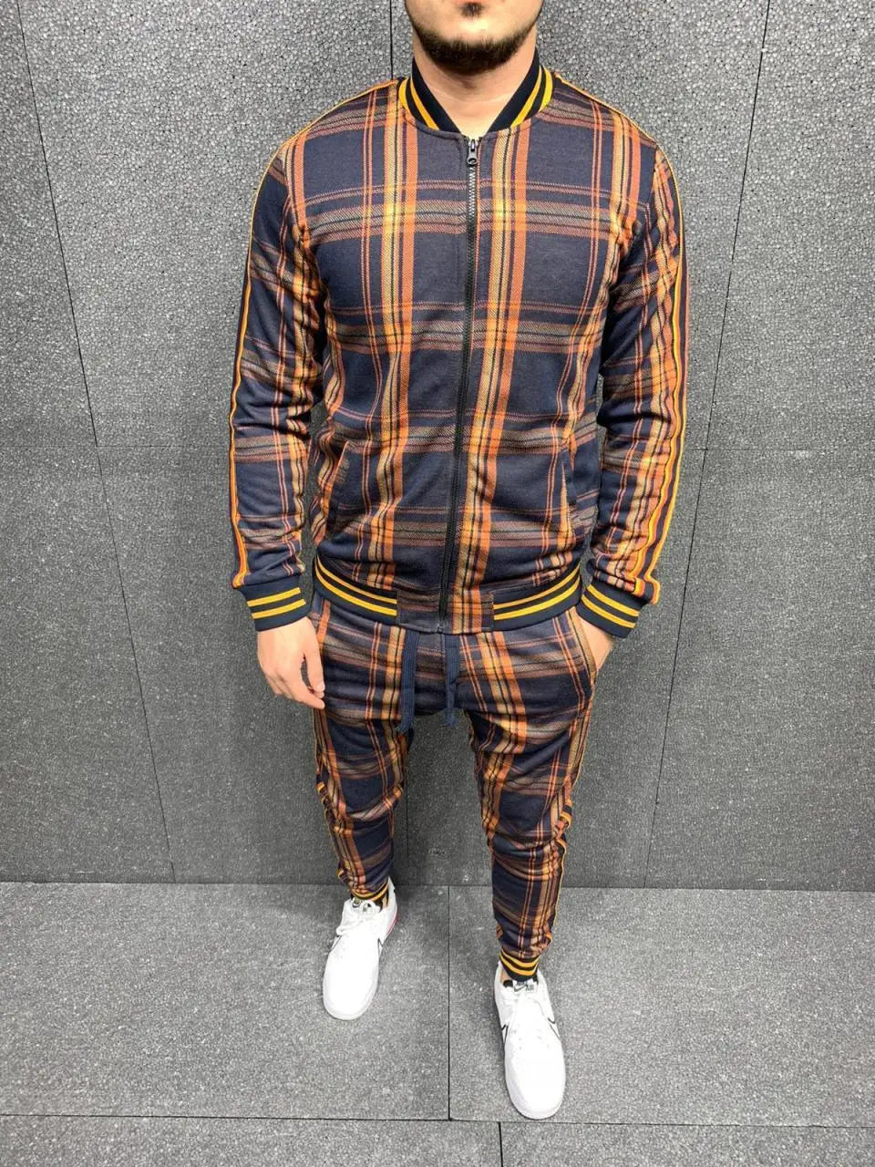 

2021 Men's Sets Leisure High Street Sports Suit Autumn Thin Zipper Jacket Pants 3D Printing Two-piece Set