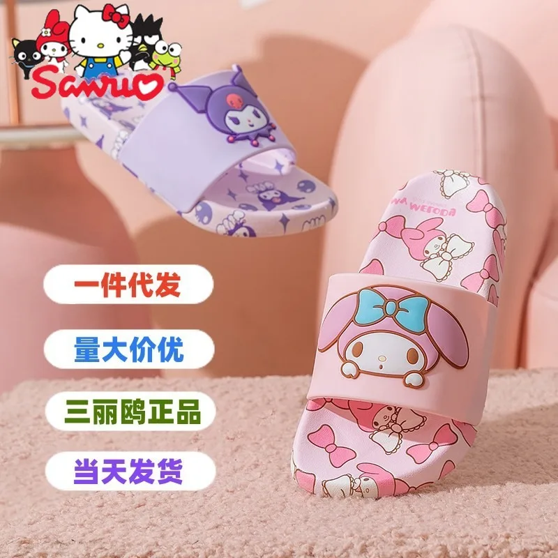 

Sanrio Melody Kuromi Hello Kitty Cinnamoroll Pochacco Stepping Children's Slippers Bathrooms Non-slip Wear-resistant Flip-flops