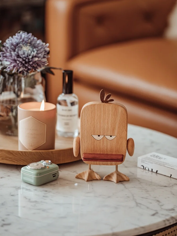 

Original Shangcheng big face duck mobile phone support office desktop creative solid wood decoration gift funny lazy support