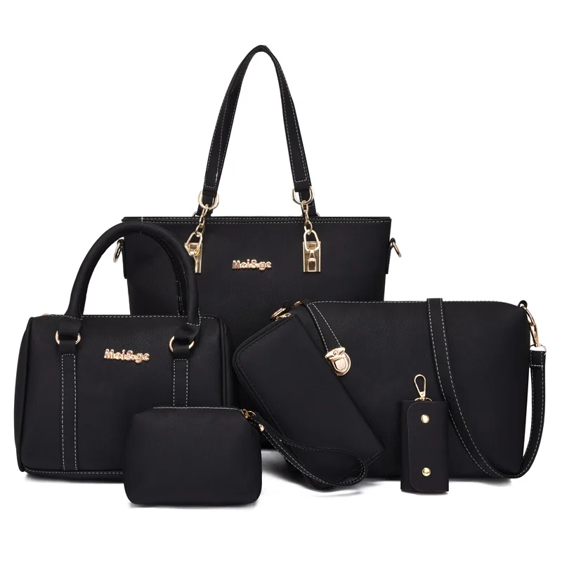 

Women's Handbags 6PCS Women's Bag Set Fashion PU Leather Ladies Handbag Water Proof Solid Messenger Shoulder Bag Wallet Bags