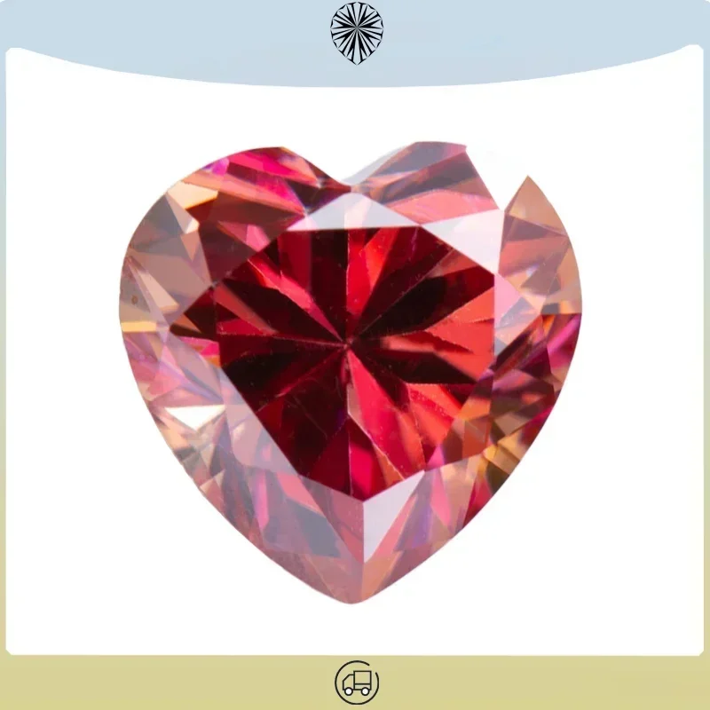 Муассанит камень сердце огранки арбуз красный цвет VVS1 для драгоценных камней