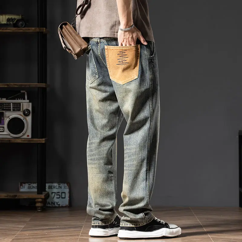 

Plus Size Summer and Spring Men Loose Thin Jeans Business Fashion Denim Stretch Straight Trousers Male Brand Pants G124