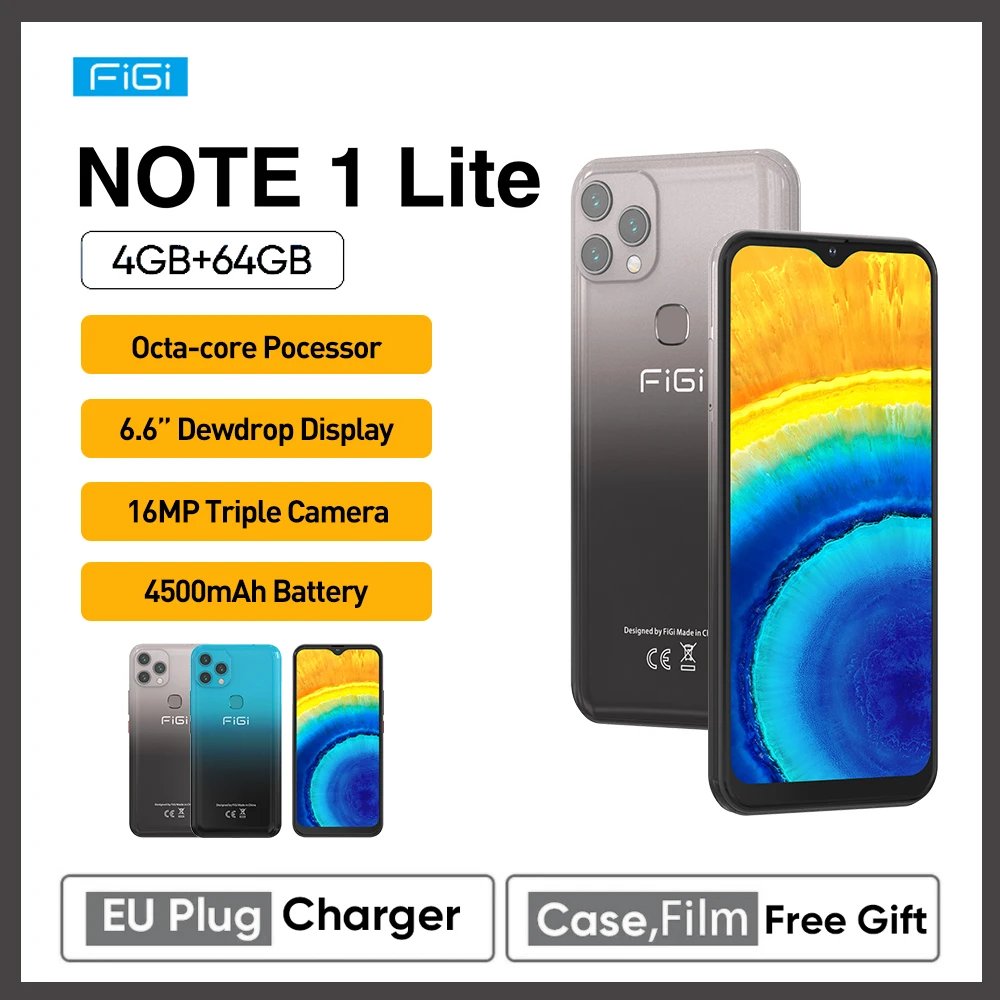 FIGI Note 1 Lite Global Version 4G Smartphones Android 11 4GB 64GB 16MP Triple Cameras Octa Core Mobile Phone 4500mAh