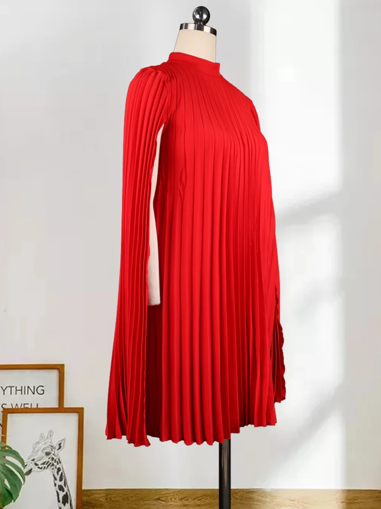 Plus Size Dresses Women Loose Clock Sleeve Outfits Casual Knee Length Pleated Evening Party African Gowns 3XL for Ladies Summer