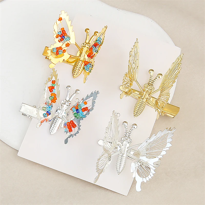 

1Pcs Will Move Simulation Butterfly Hairpins Barrettes for Women Girl Headdress Rhinestone Duckbill Clip Hold Hair Accessories