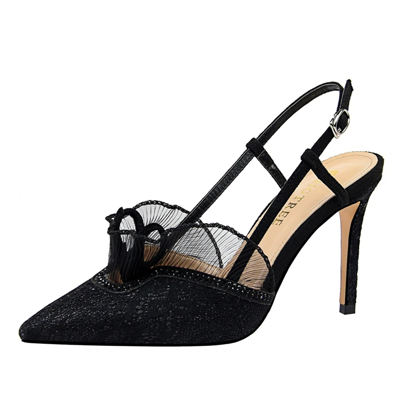 

Туфли женские с острым носком, пикантные модные туфли-лодочки, Шпилька с кружевом, туфли-лодочки, в римском стиле, вечерняя Обувь