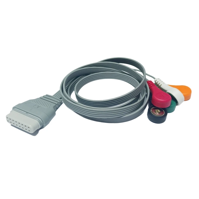 Кабель для рекордера Edan Holter SE2003 SE2003A SE2012 SE2012A Holter, 16 Pin 5 Lead ECG Snap 4,0 AHA (art.: 3920be0aee6b6) - 3920be0aee6b6